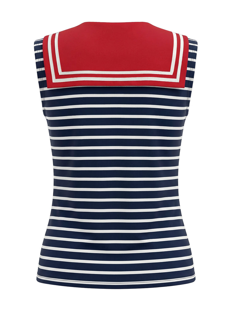 50er Ärmelloses Hose mit Streifen und Knopf