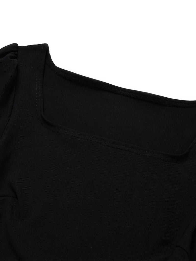[Pre-Sale] Black 1950s Square Neck Two Piece Set 7