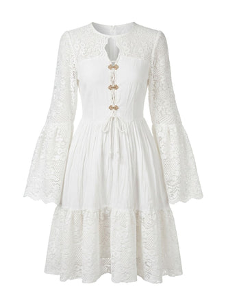 White 1950s Floral Lace Vintage Dress 3