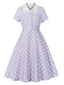 50er Swingkleid mit Polka-Dots und Spitzenkragen