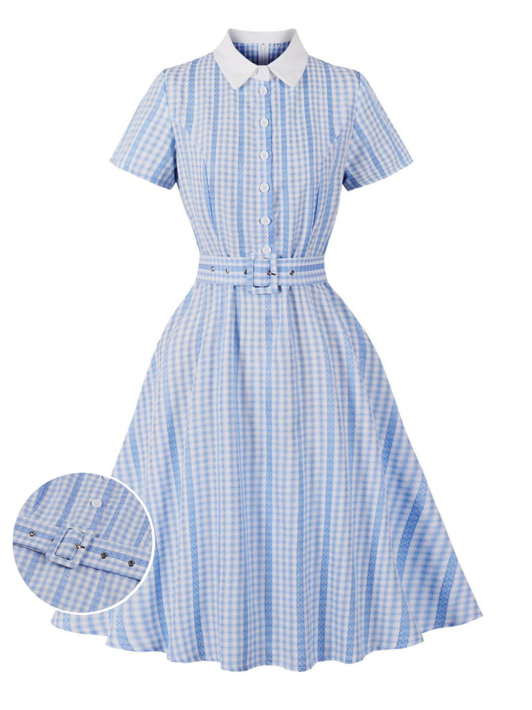 50er Swingkleid mit Streifen und Karo