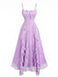 Lavendel 50er Kleid mit floraler Spitze und Rüschenbesatz