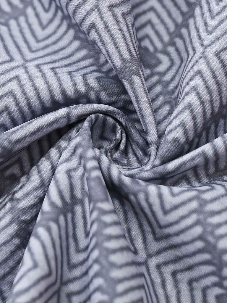 Graues 50er Kleid mit Print und Geometrisch