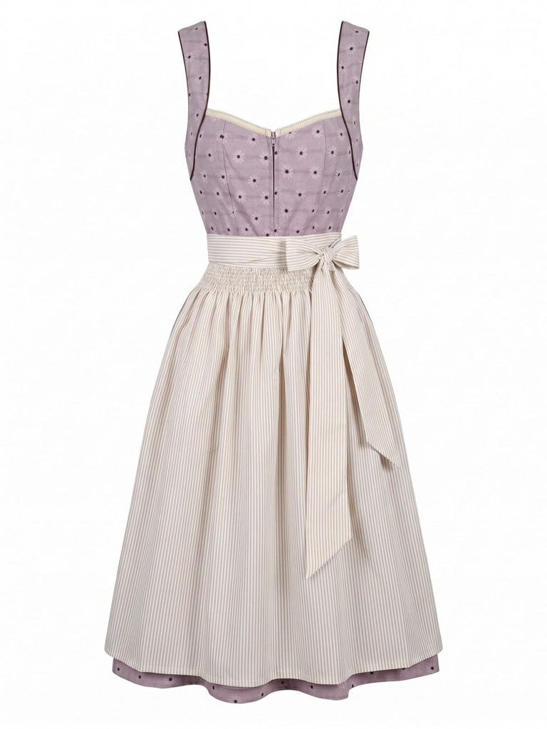 Rosa 50er Kleid mit Herzausschnitt und Gänseblümchen