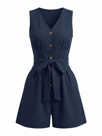 1950s V Neck Vintage Classic Jumpsuit 2