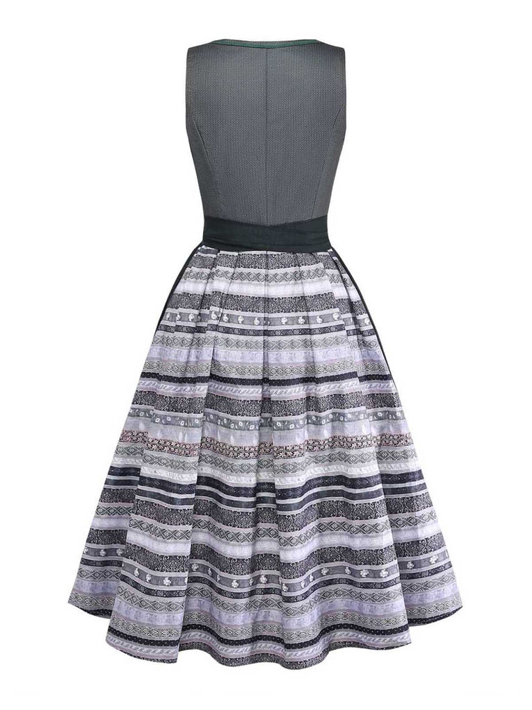 Grünes 50er 3PCS Kleid mit Polka-Dots und Schürze
