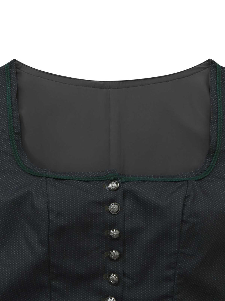 Grünes 50er 2PCS Kleid mit Polka-Dots und Schürze