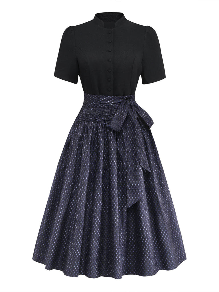 Schwarzes 50er Kleid mit Blumen