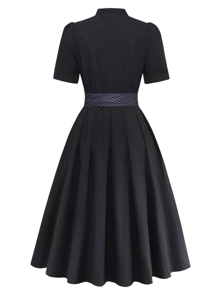 Schwarzes 50er Kleid mit Blumen