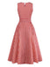 Rotes 50er Ärmelloses Swingkleid mit Gingham