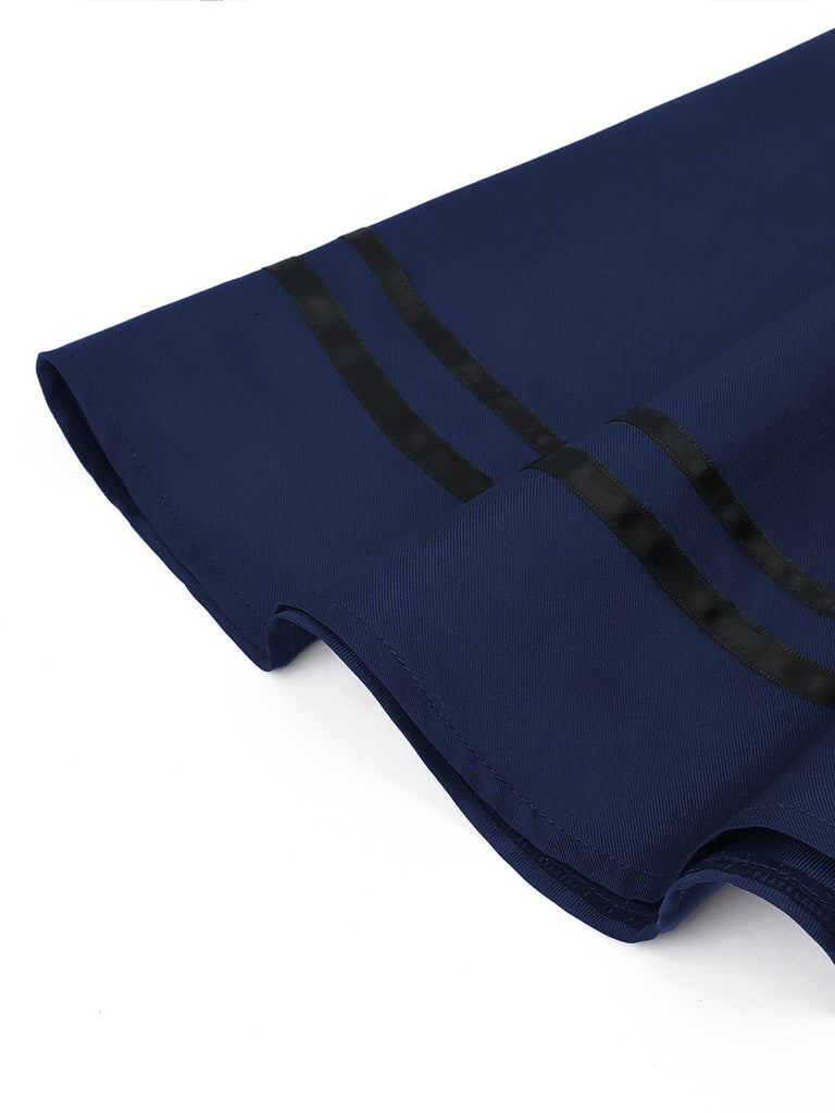 50er 3PCS Kleid mit Flatterärmel-Top und Satin-Schürze