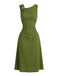Grünes 60er Raffkleid mit Asymmetrisch und Schnalle