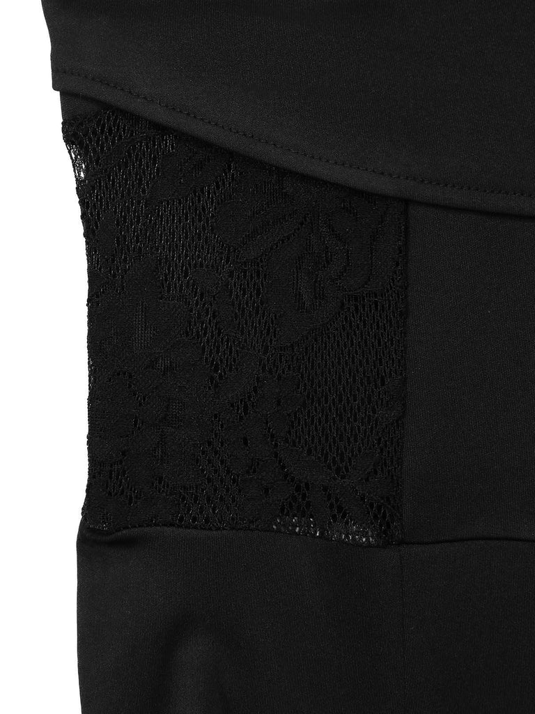 Schwarzer 50er Jumpsuit mit Spitzen-Taille und Cut-out