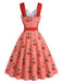 Rotes 50er Swingkleid mit Schleife und Gingham