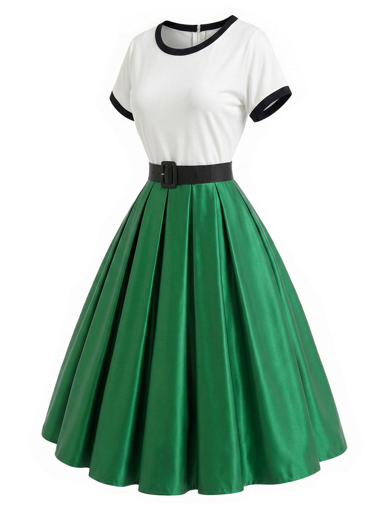 Grünes & Weisses 50er Rockabilly Kleid