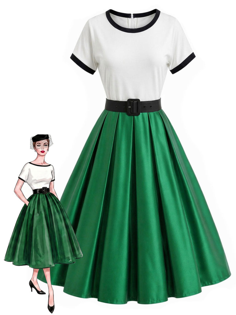 [Vorverkauf] 50er Rockabilly-Kleid aus Satin mit Plissee-Detail