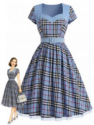 40er Kleid mit Herzausschnitt und Patchwork
