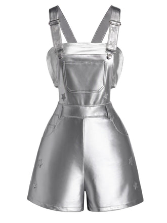 Silbernes 80er Overall & Tube-Top Set mit Sternen