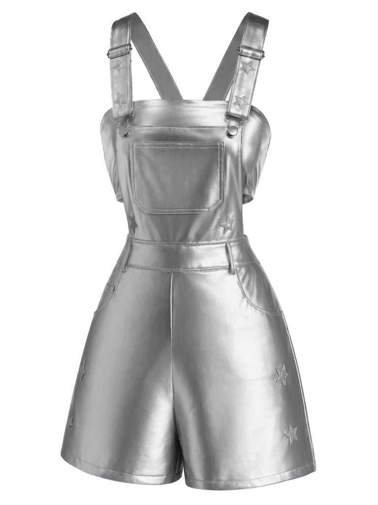 Silbernes 80er Overall & Tube-Top Set mit Sternen