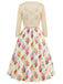 Cremefarbenes 40er Bolero & Kleid Set mit Blumen
