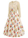 Cremefarbenes 40er Bolero & Kleid Set mit Blumen