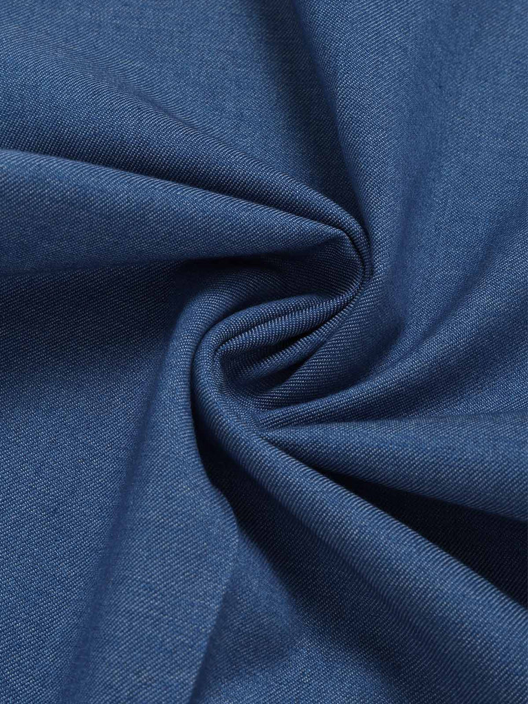 Dunkelblauer 70er Jeans-Jumpsuit mit Gürtel