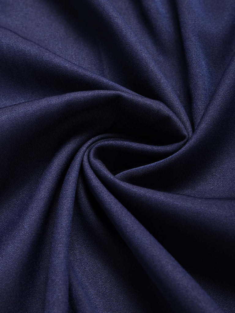 [Vorverkauf] Dunkelblaues 80er Swingkleid mit Rüschen und Gürtel