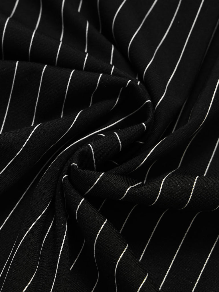 Schwarzes 30er Strick-Top mit Nadelstreifen