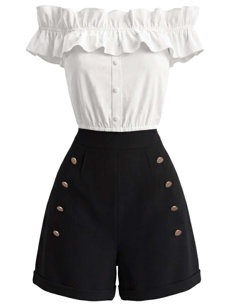 50er Set mit Carmen-Top und kurzer Hose