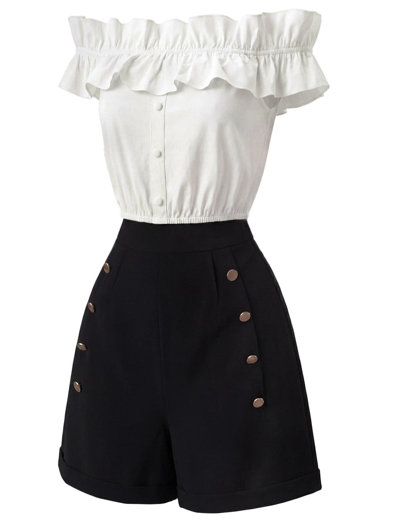 50er Set mit Carmen-Top und kurzer Hose