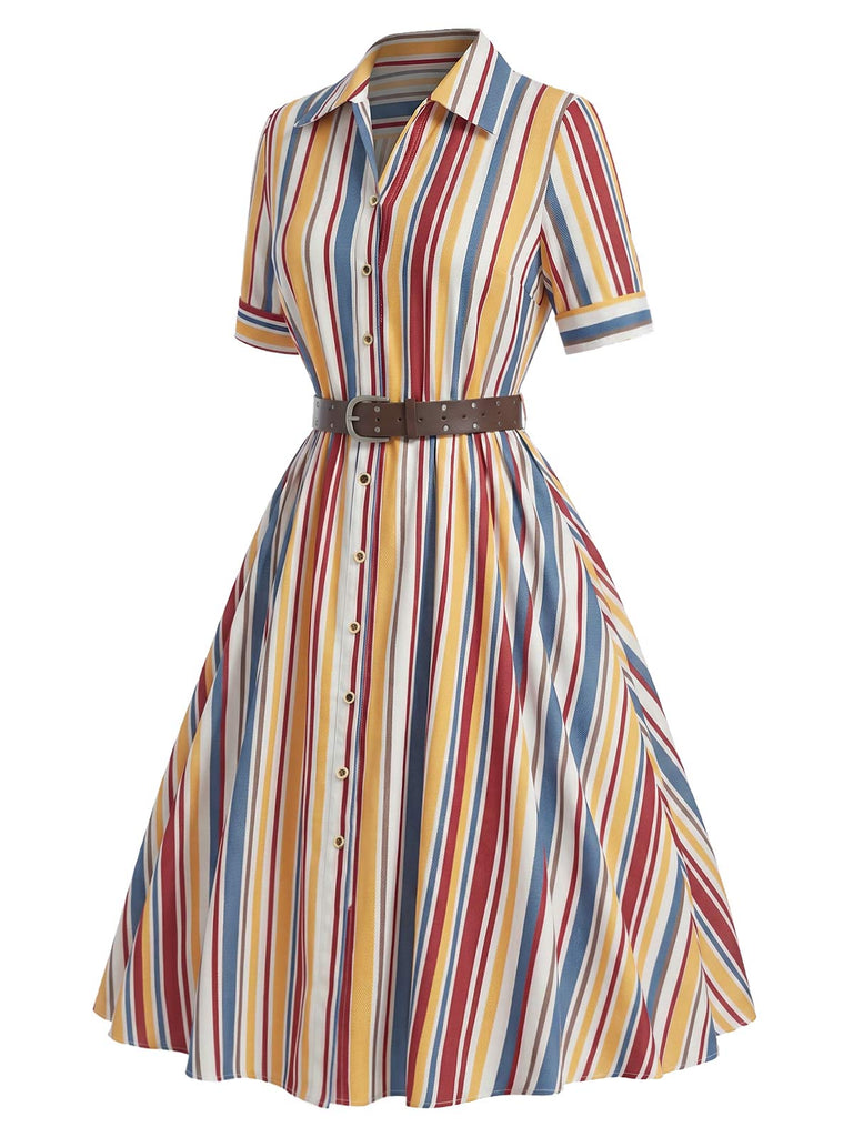 30er Hemdkleid mit Streifen und Gürtel