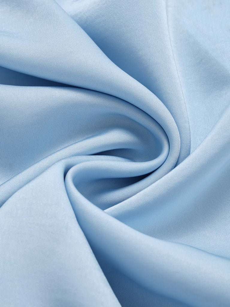 Hellblaues 60er Spitzenkleid mit One-Shoulder