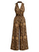 Brauner 70er Boho Jumpsuit mit Blumen