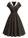 Braunes 50er Swingkleid mit Kappärmel und Polka-Dots
