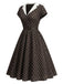 Braunes 50er Swingkleid mit Kappärmel und Polka-Dots