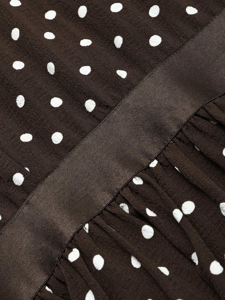 Braunes 50er Swingkleid mit Kappärmel und Polka-Dots