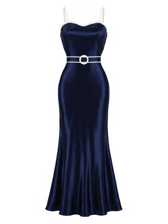 Blaues 30er Slipkleid mit maritimem Besatz