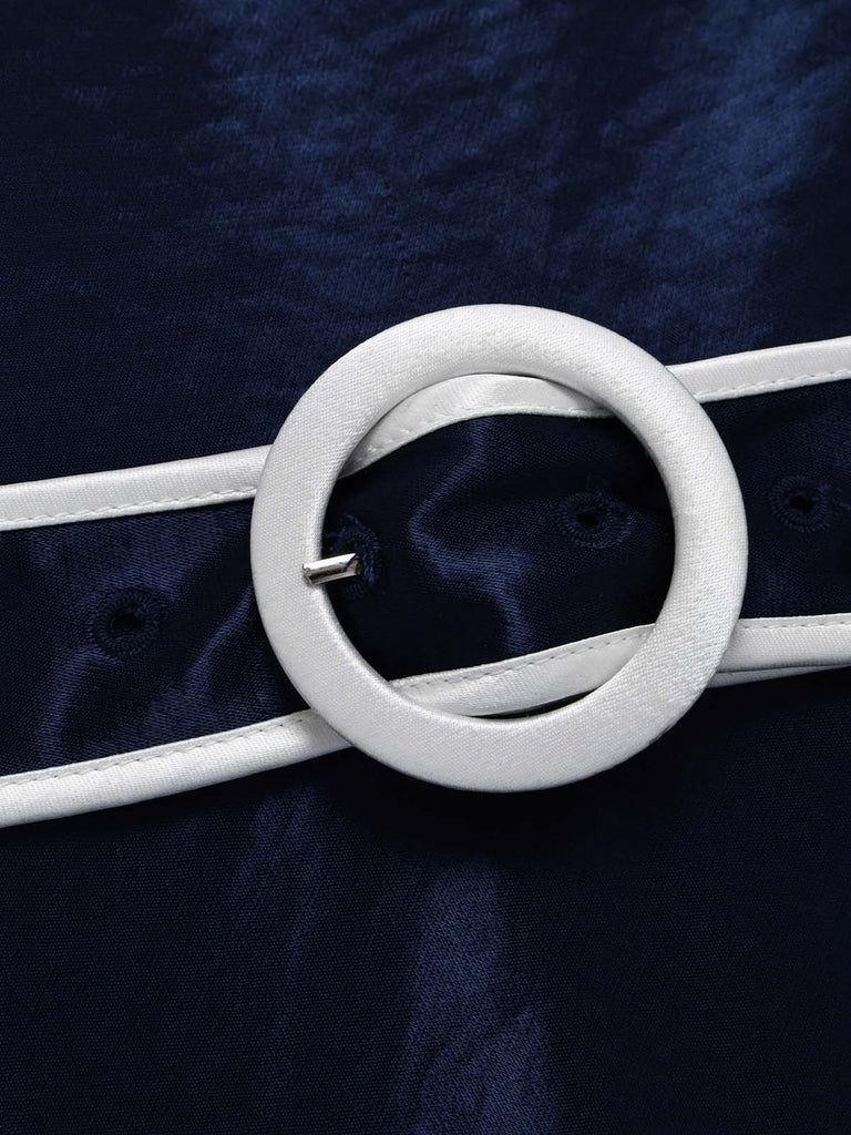 Blaues 30er Slipkleid mit maritimem Besatz
