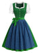 Grün-Blaues 50er Dirndl Set mit Puffärmeln