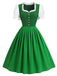Grün-Blaues 50er Dirndl Set mit Puffärmeln