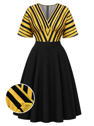 Goldenes 50er Kleid mit Streifen