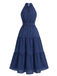30er Swing-Midikleid mit Polka-Dots und Neckholder