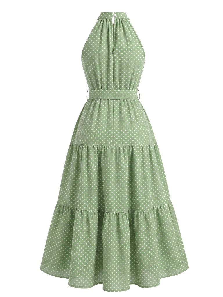 30er Swing-Midikleid mit Polka-Dots und Neckholder
