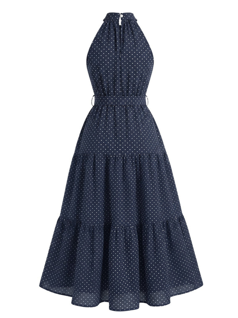 30er Midikleid mit Polka-Dots und Neckholder