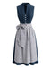 Blaues 50er 2PCS Trägerkleid mit Blumen-Schürze
