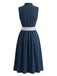 Blaues 50er 2PCS Trägerkleid mit Blumen-Schürze
