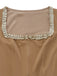 Leoparden-Printes & Khaki 50er Kleid mit Eckiger Ausschnitt