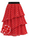 [Pre-Sale] Flame Scarlet 1940s Polka Dot Ruffle Skirt