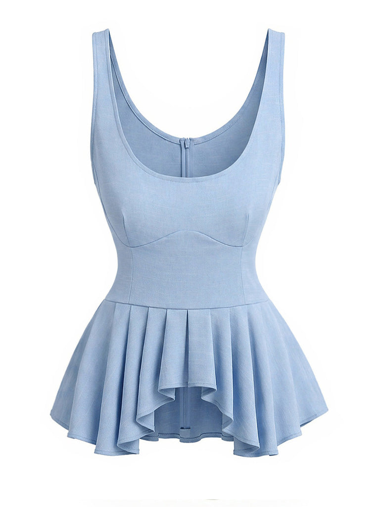Hellblaues 70er Tanktop mit Trägern