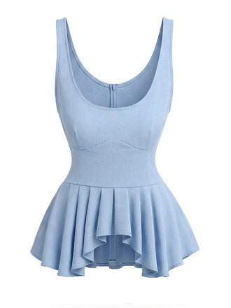 Hellblaues 70er Tanktop mit Trägern
